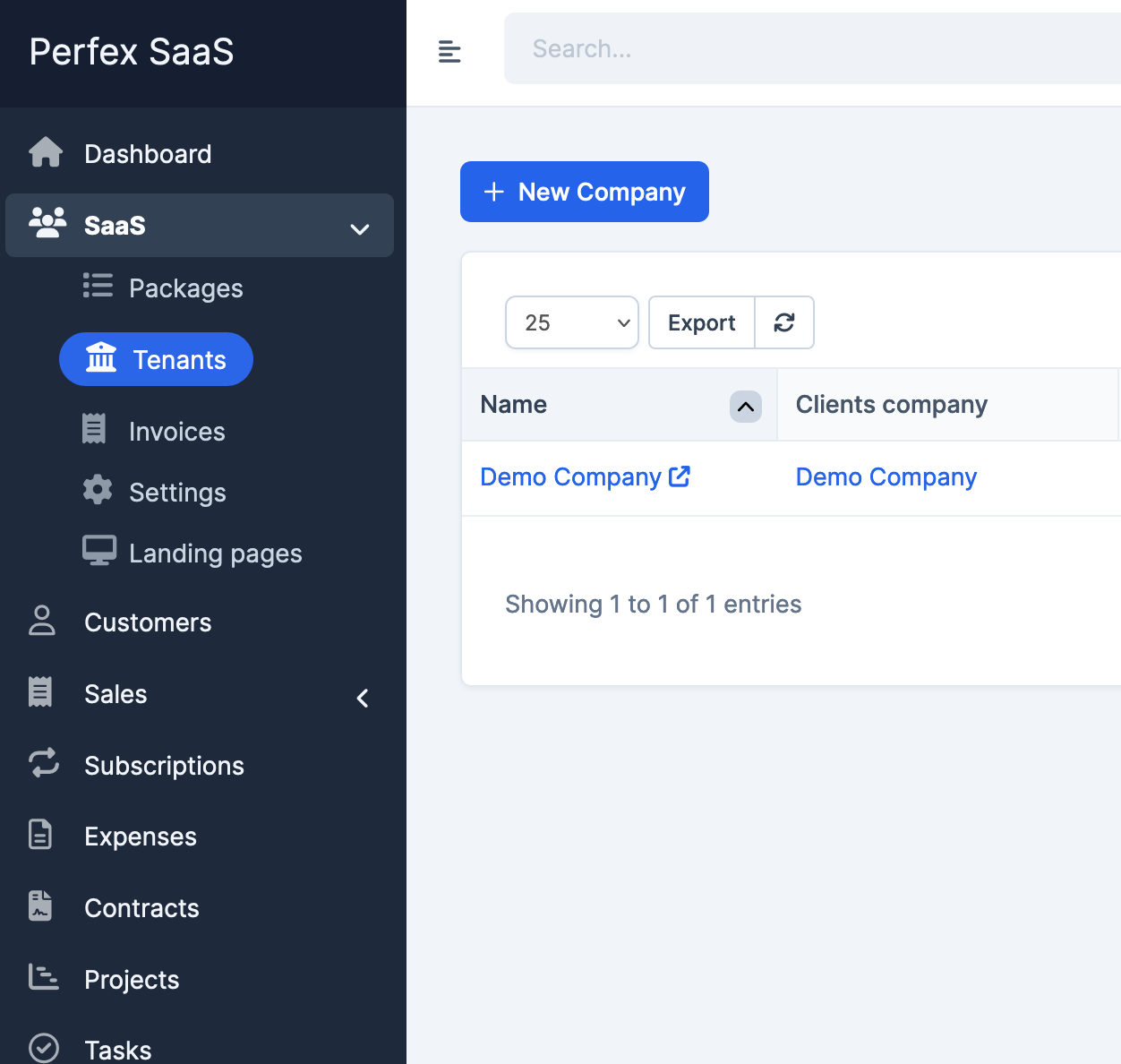 Create new company / importing from existing Perfex CRM - Perfex To SaaS
